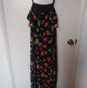 Candies Black Double Slit Flower Maxi Dress